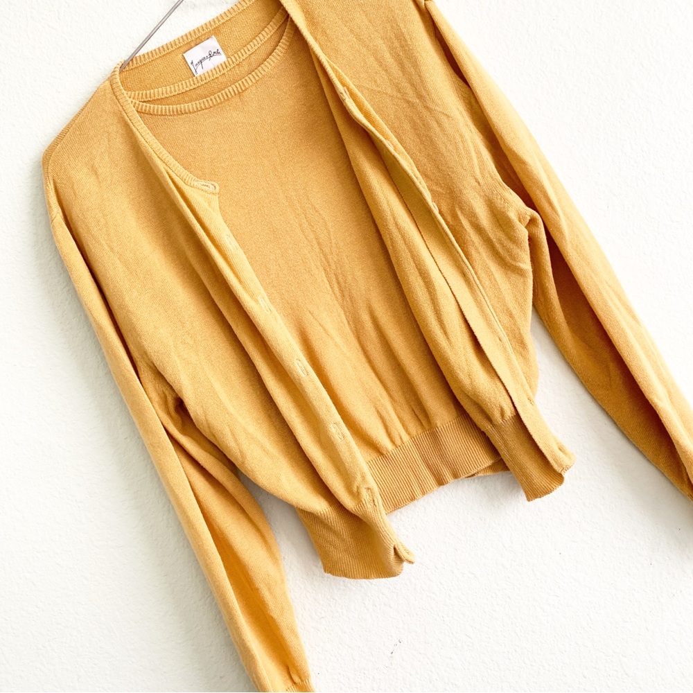 VINTAGE cardigan and knit top set mustard yellow fall sweater Small cotton USA